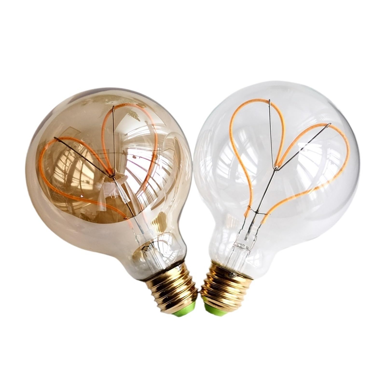 JrEam Ampoule LED Vintage G95/G30 4W, Variable 220V 110V E26 E27, lumière décorative à Filament en Forme de cœur(Transparent,Yes_110-130V 4W)