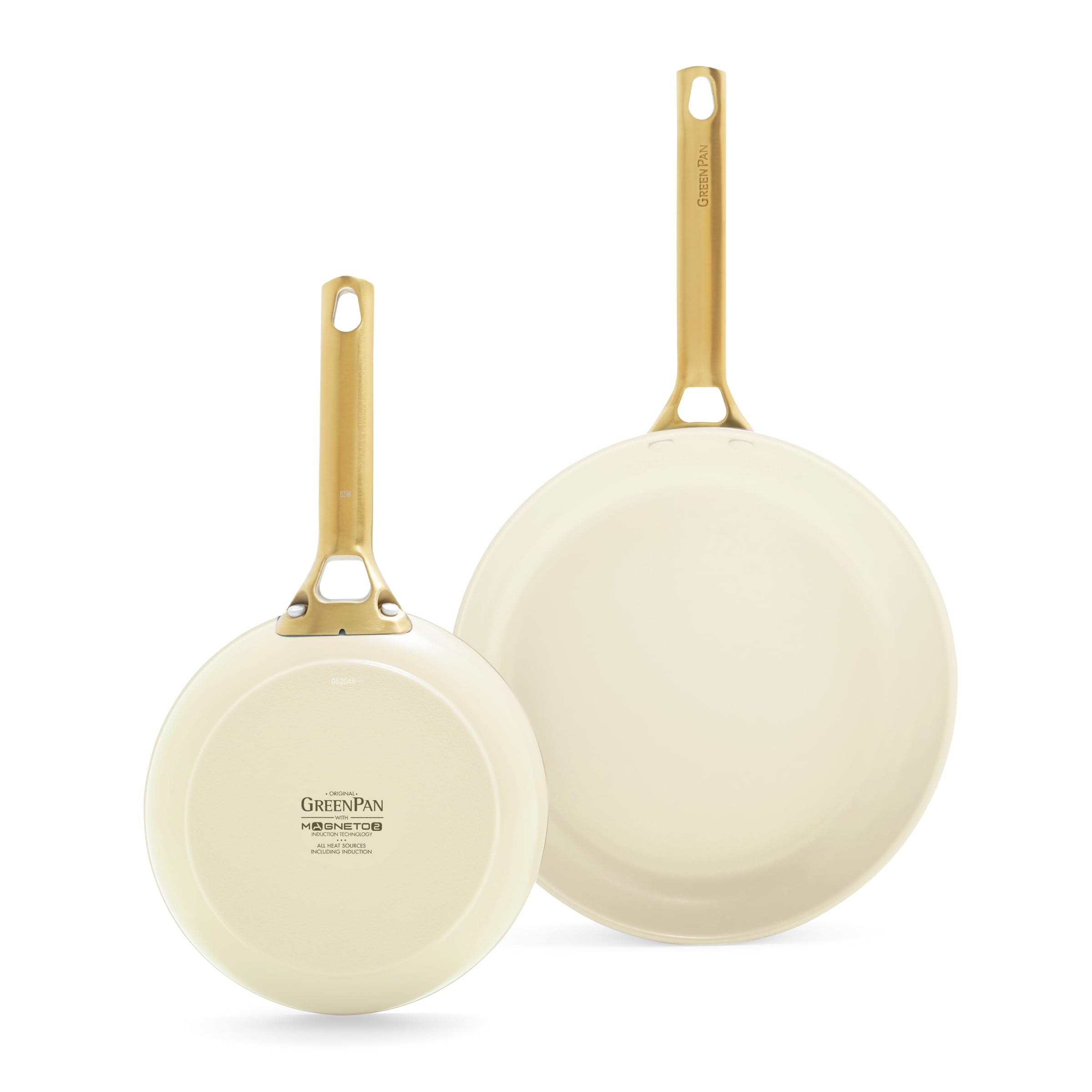 GreenPan Padova Cream 2’li Tava Seti – 20 cm & 26 cm, Thermolon™ Diamond Seramik Yapışmaz, PFAS’sız, İndüksiyon Uyumlu