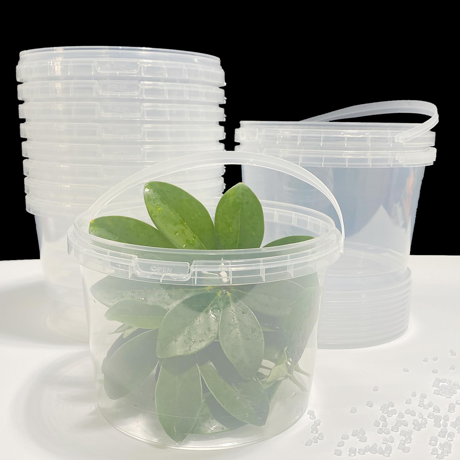Eisbecher mit Deckel, manipulationssicher, BPA-frei, gefrier- und mikrowellengeeignet, wiederverwendbar, luftdicht, auslaufsicher, für Snacks, Delikatessen, Obst, Getränke, 10 Stück