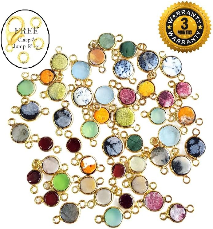 Rare Gemstone | Natural Gemstone Connectors for jewelry making, Gemstone Charms for DIY Jewelry Necklace, bracelet, Natural Stone Pendants For gifts, 4 Pieces, Size – 5 MM Approx. 24K Gold Plated - Image 5