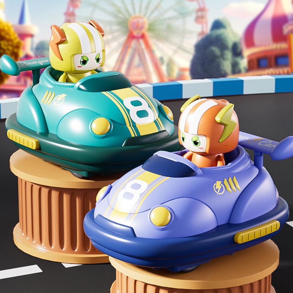 Auto scooter telecomandato per bambini, 2 pezzi RC Bumper Car, auto scooter telecomandata per bambini con luce LED e musica, controllo remoto a 360°, regalo per bambini, ragazzi e ragazze