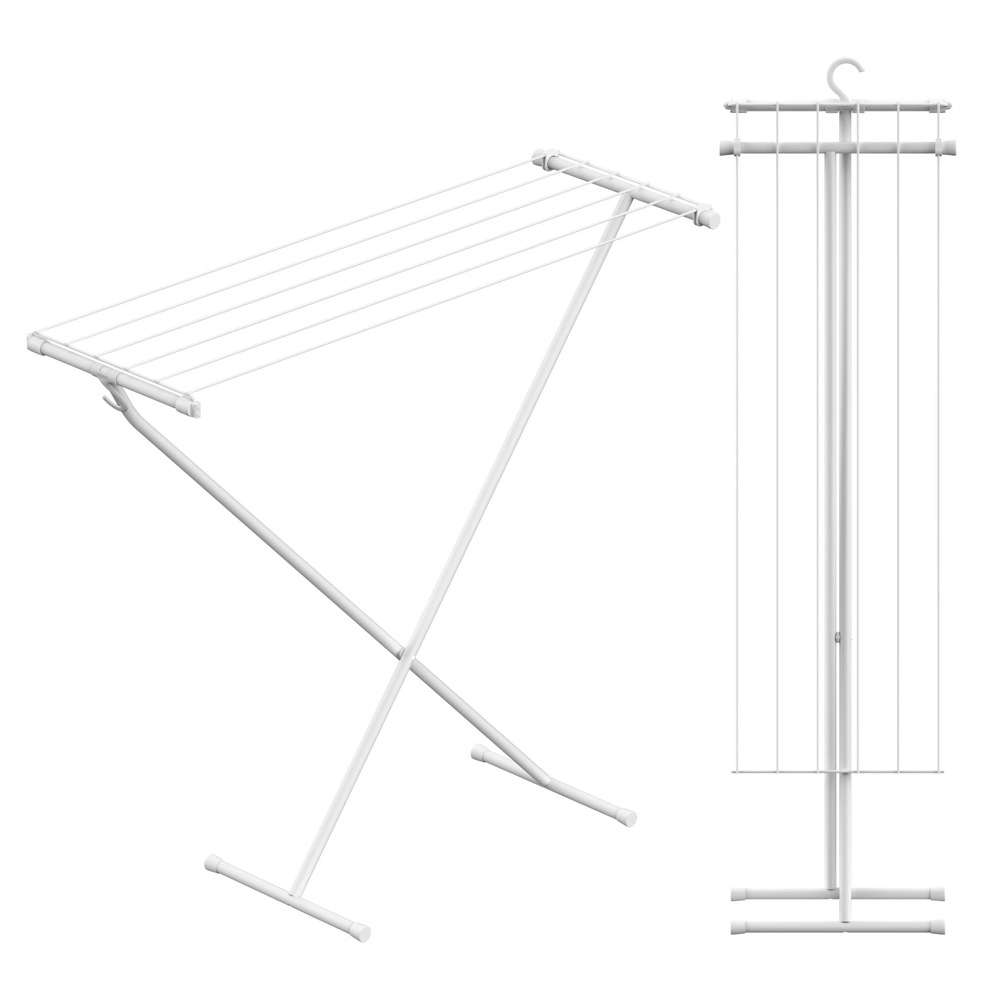 Rörets Tendedero de Pie para Ropa Compact White - Estendedero Plegable de Metal para Secado de Ropa en Espacios Pequeños, Interior y Exterior - 90x32x83 cm