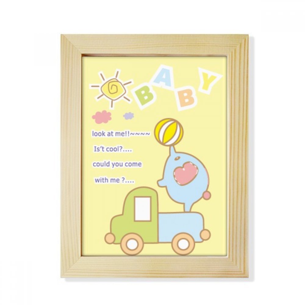 Marco de la foto de madera de 6x8 con soporte estable y arte de pintura infantil