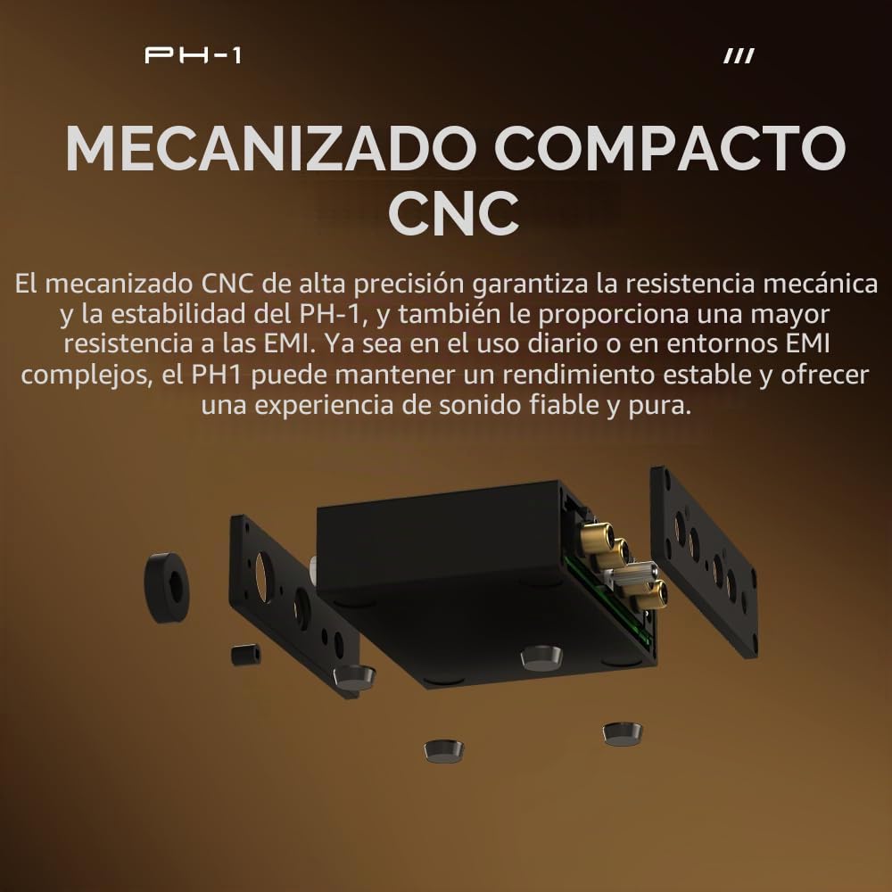 SMSL PH-1 - Preamplificador de Audio de Alta fidelidad con Soporte MM/MC, DAC USB Integrado para reproducción de Vinilo