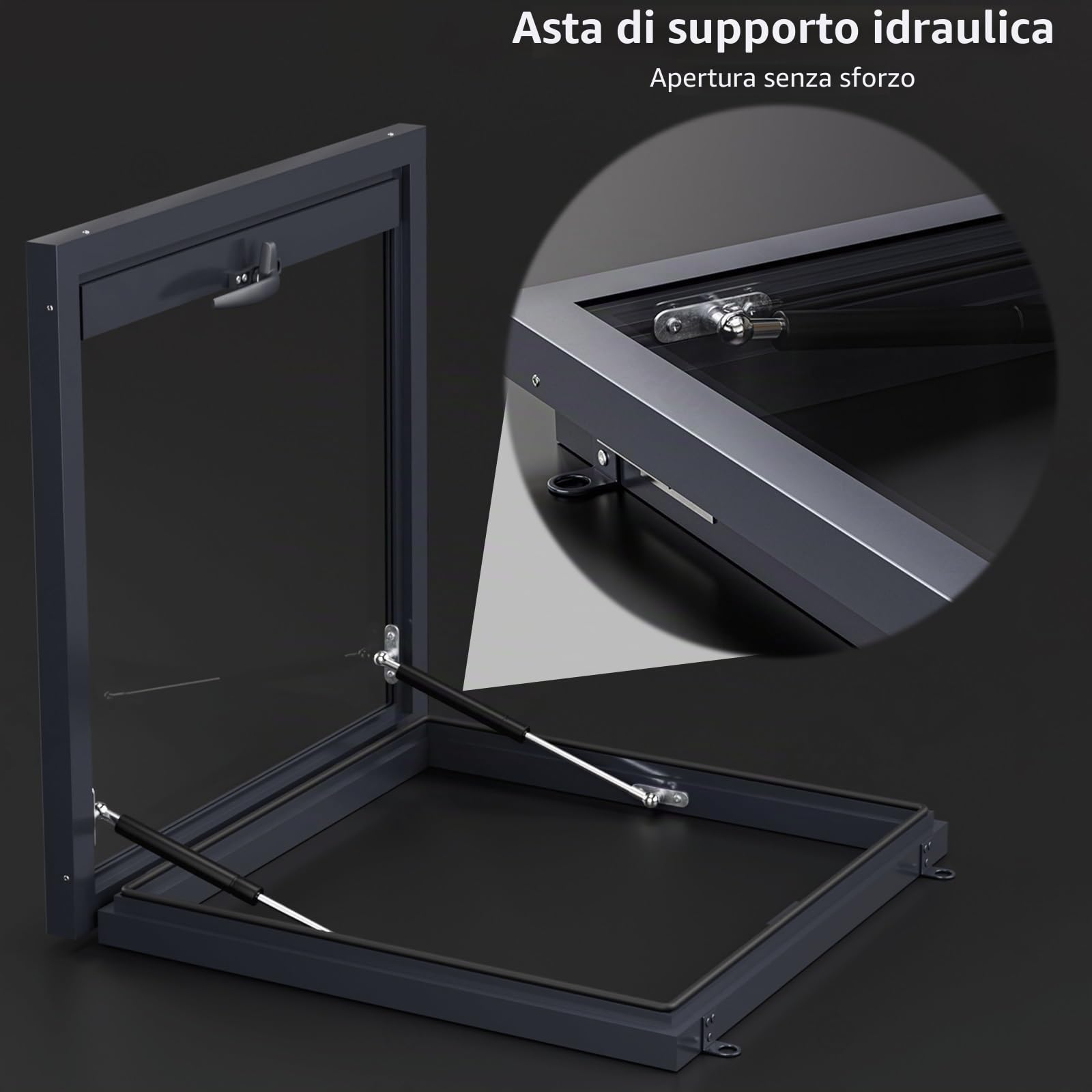 Lucernario per Tetto In Alluminio con Pannello in Policarbonato e Striscia di Tenuta, Botola di Accesso Al Tetto Lucernario per Tetti Residenziali, Mansarde, Verande e Capannoni(70x70cm/28x28in)