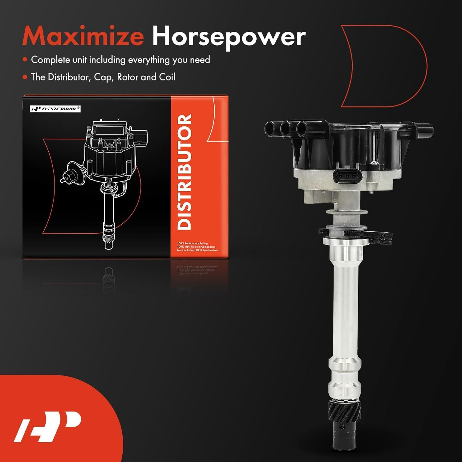A-Premium Ignition Distributor with Cap and Rotor Compatible with Chevrolet Blazer 1995, S10 1995 & GMC Jimmy 1995, Sonoma 1995, 4.3L