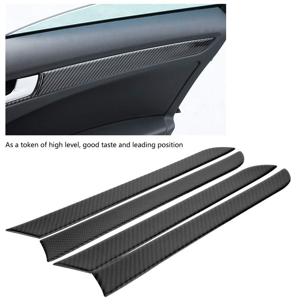 KIMISS 4 Stücke Autotür Seitenabdeckung, Kohlefaser Türverkleidung Rahmen Dekorative Abdeckung Trim für B8 2007-2016