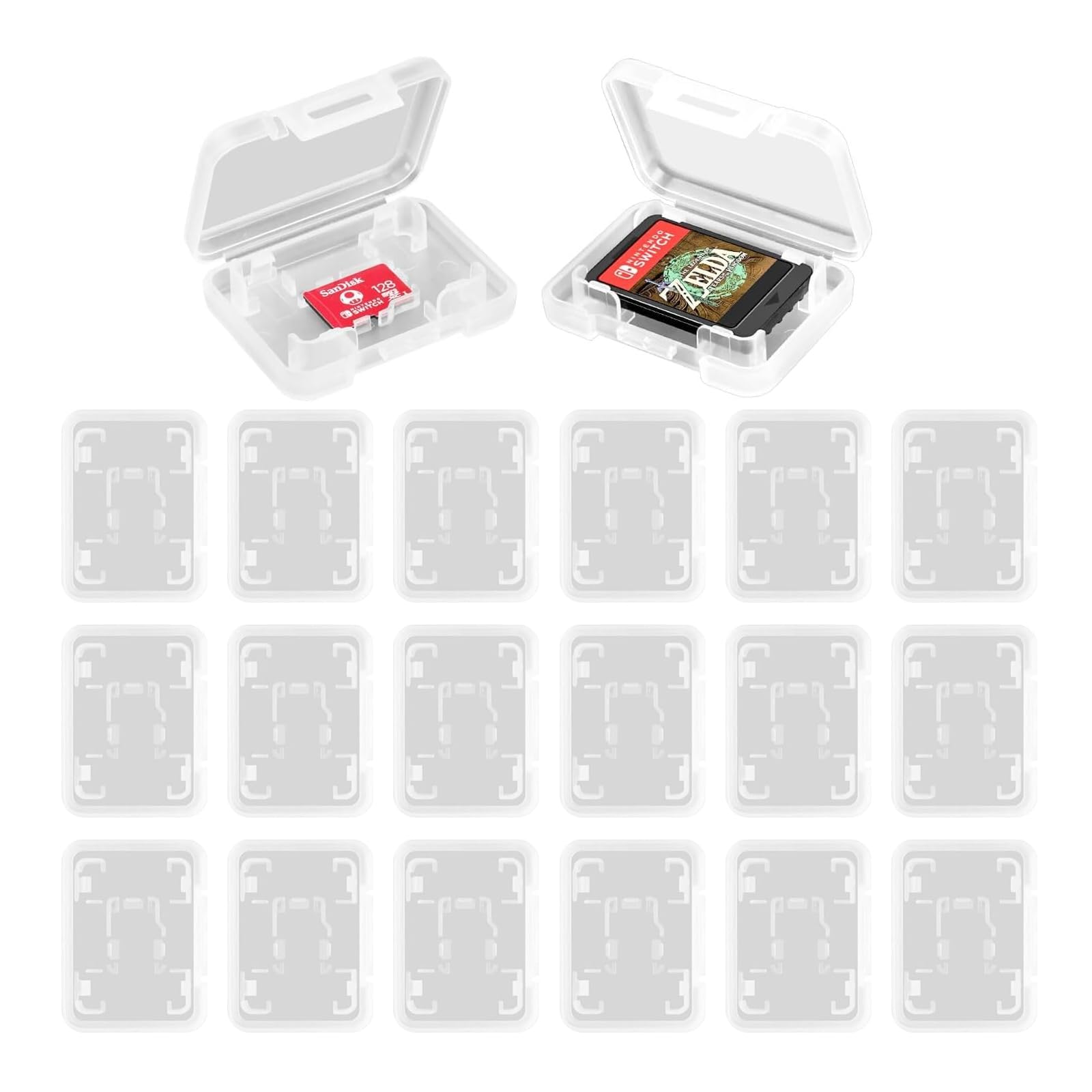 20PCS Game Card Case for Nintendo Switch Lite OLED, Portable Single Dedicated TF Card Storage Holder Mini Case Protective Clear Box for Nintendo Switch Lite OLED