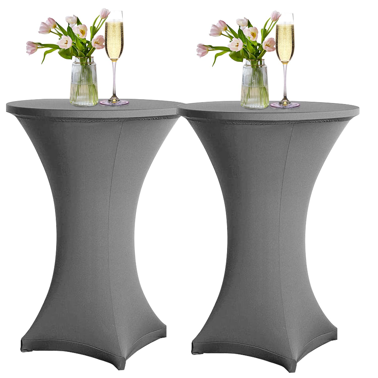 Lot De 2 Housse Élastique Table Haute Bistrot Blanc - Diamètre 60-65cm, Séchage Rapide Pour Fêtes Et Événements