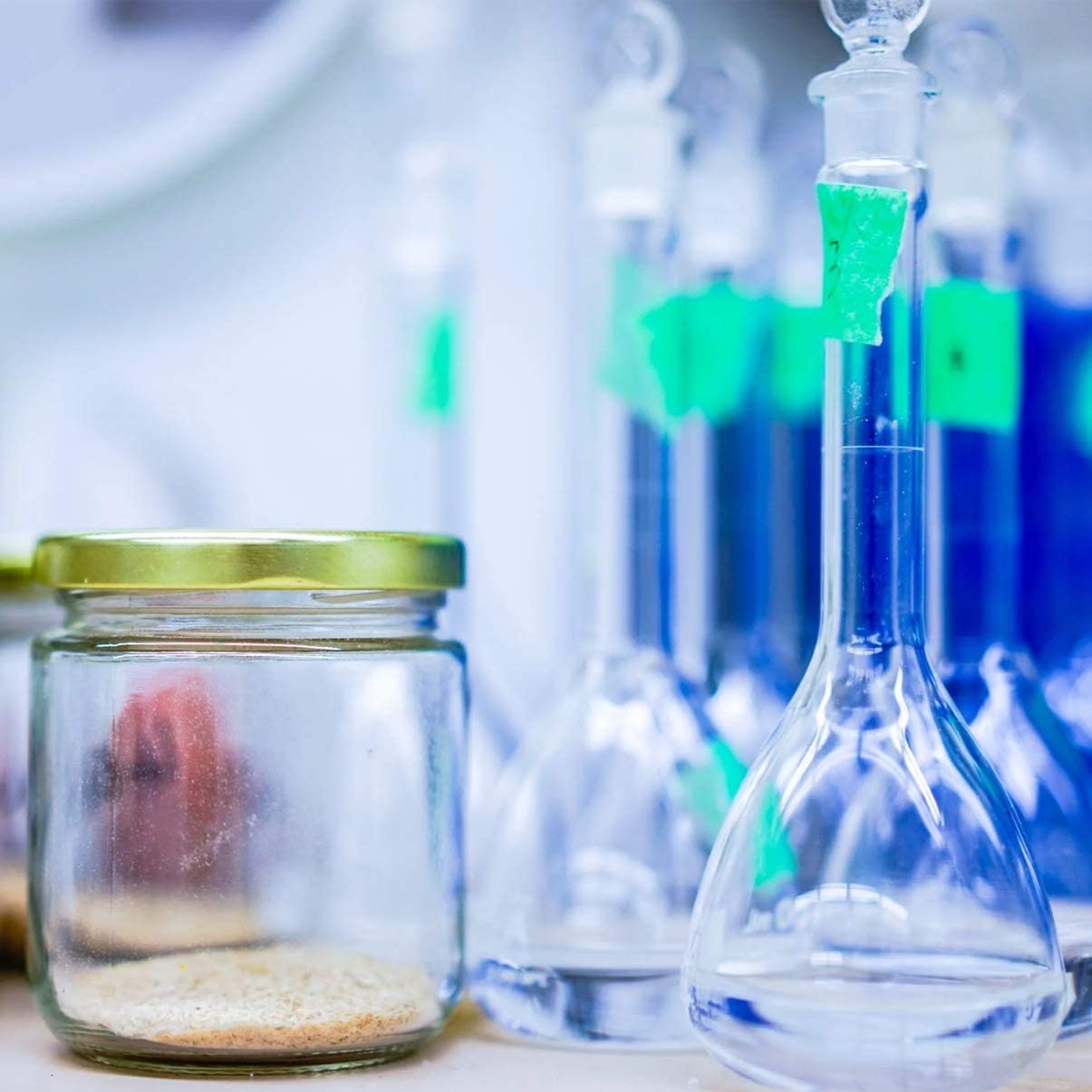 Matraz Volumétrico De 2 Uds Con Tapón, Matraz De Medición De Vidrio Transparente De Cuello Estrecho De Fondo Plano Para Prueba De Experimento Químico De Ciencia De Laboratorio