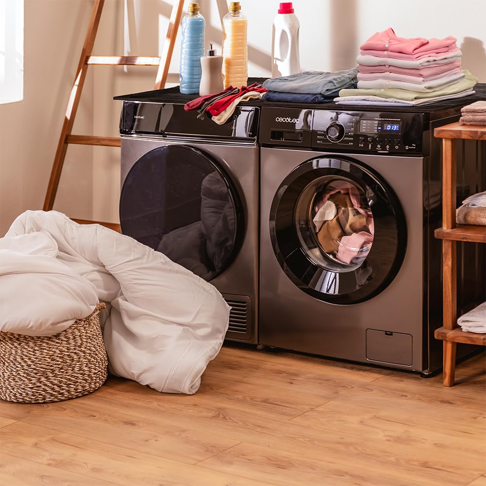 Cecotec Pralka 7 kg Obciążenie od przodu Bolero DressCode 7150 Inverter Steel A. Pralka 7 kg z silnikiem inwerterowym Plus 1400 obr/min, 12 programów, parą Max i wydajnością klasy A, wydajne i ciche