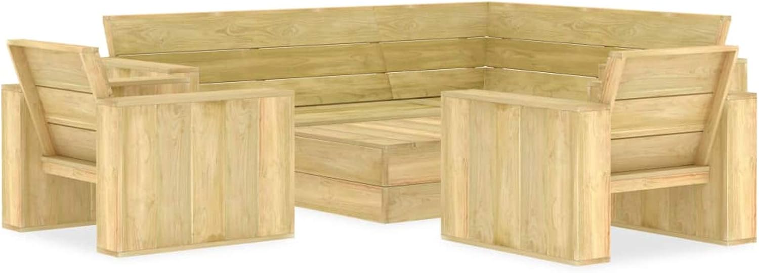 Leepesx Juego de Muebles de jardín 4 Piezas, Set De Jardin, Set Exterior Jardin, Muebles Terraza Exterior, Conjunto Muebles Jardin Exterior, Sofa Jardin Terraza, Madera de Pino impregnada
