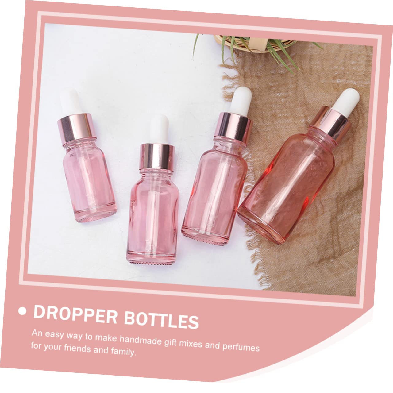 Bottiglie per Oli Essenziali e Profumi 30 Contagocce in Vetro Rosa da 30ml, Bottiglie Ricaricabili Portatili per Viaggi e Miscele Handmade