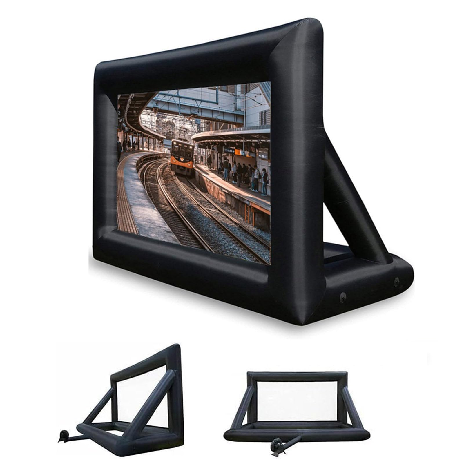 Schermo gigante per proiettore da esterno con ventilatore, schermo gonfiabile per proiettore, proiezione anteriore e posteriore per serate cinema, feste in piscina in giardino, cinema all'aperto 16 p