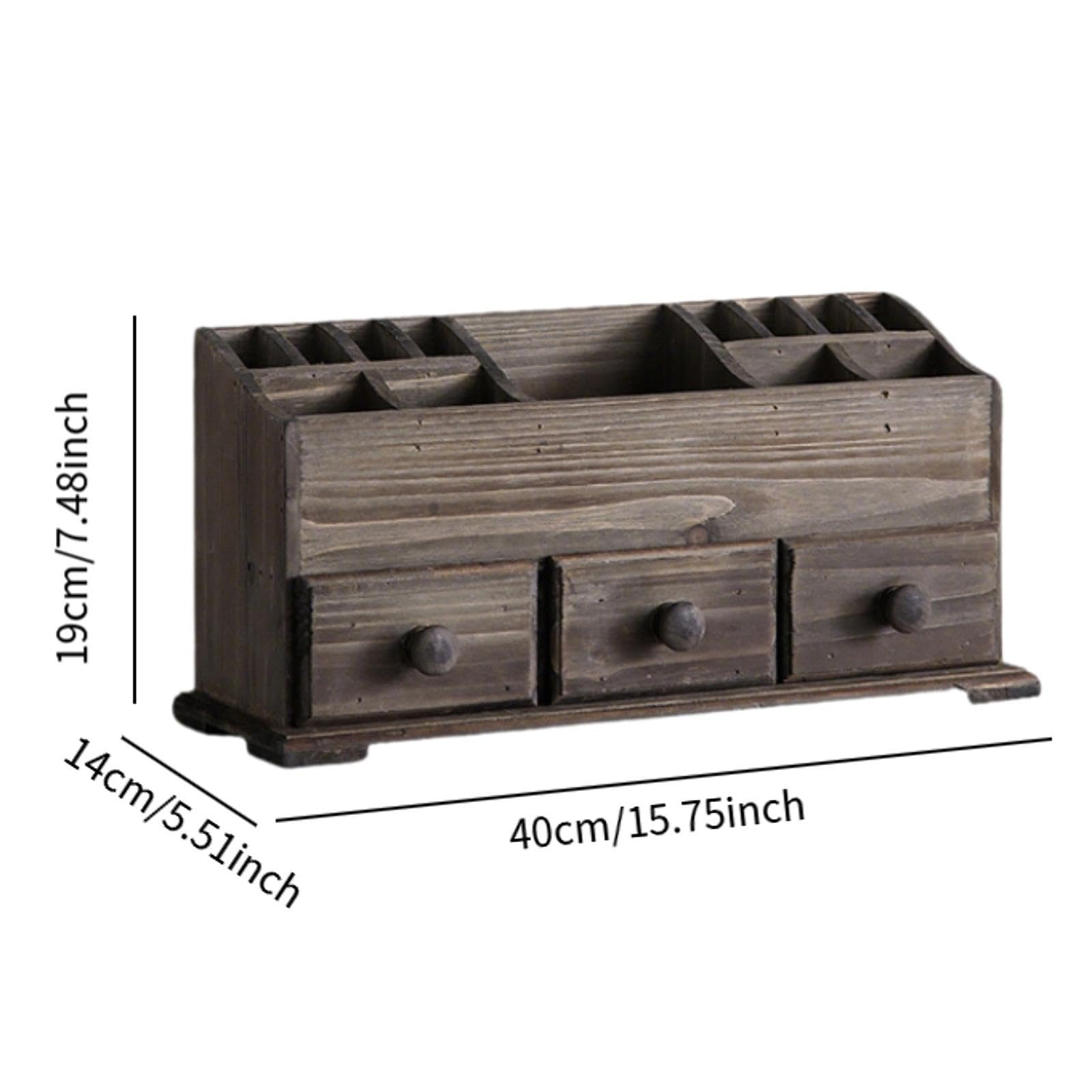 jojomis Organiseur de maquillage rustique pour maquillage - Boîte de rangement rustique pour cosmétiques et salle de bain - 40 x 14 x 19 cm - Marron