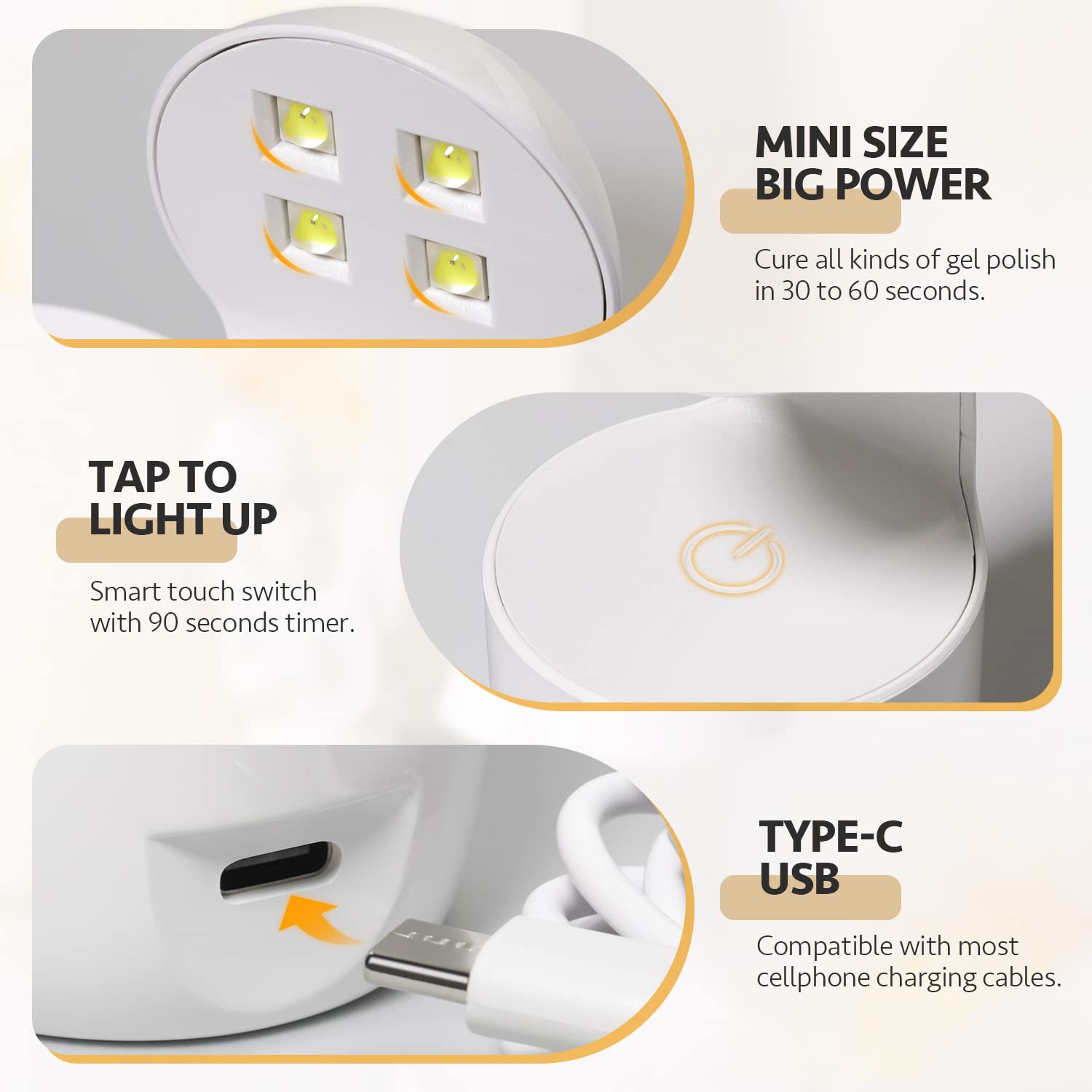 GAOY Mini lampada UV per unghie in gel, lampada di indurimento per unghie a guscio d'uovo, piccola lampada LED per unghie, asciuga unghie USB per un rapido indurimento bianco