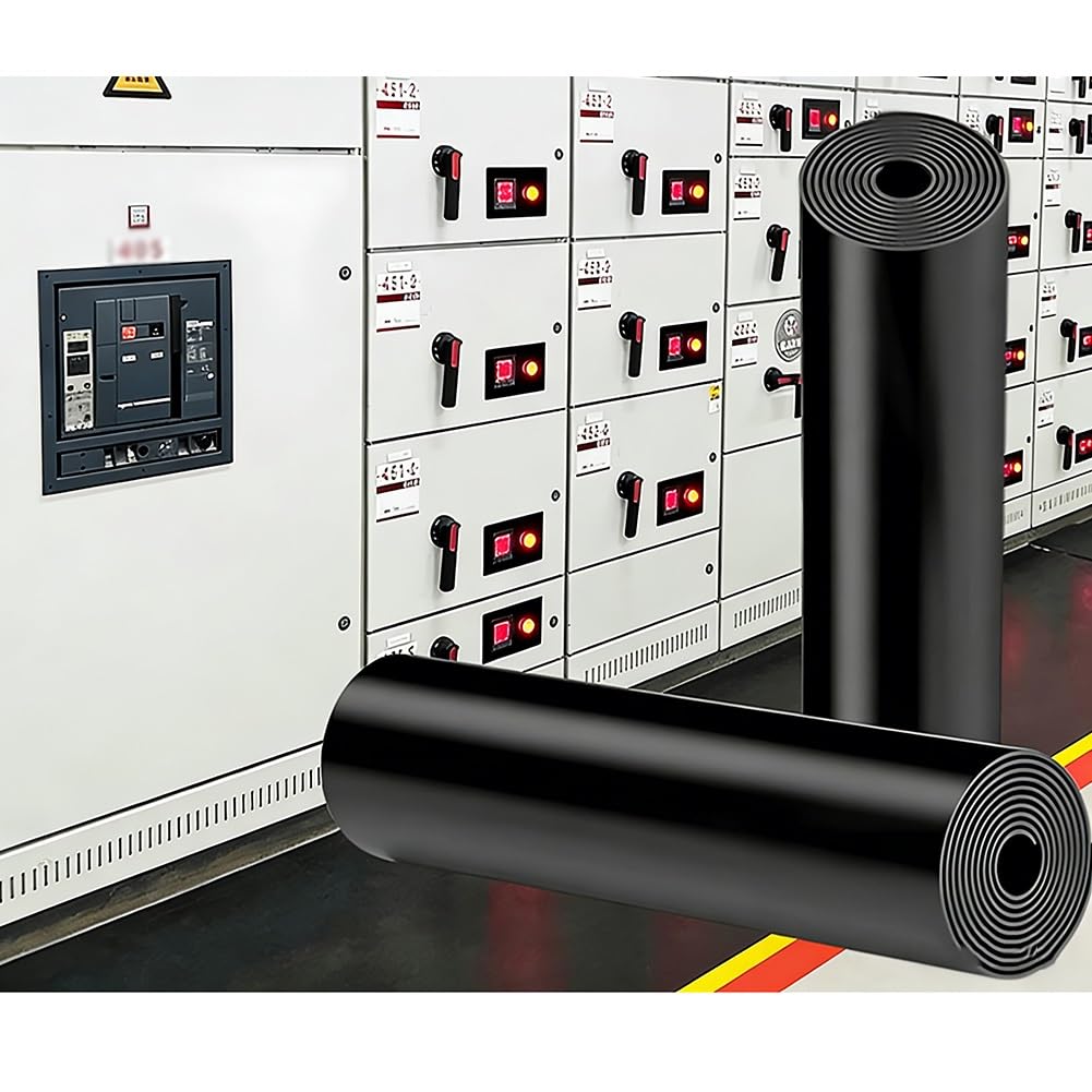 Alfombra Aislante Eléctrica De Caucho, Alfombra Dieléctrica No Conductora De Alta Resistencia para Cuadros Eléctricos, Recortable, Impermeable Y Antideslizante(8mm-1x2m/3.3x6.6ft)