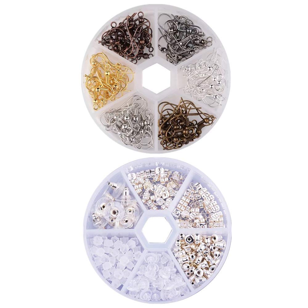 380Pcs Jewelry Making Kits in Earring Backs and Earring Hooks with Storage Box for Earring Making Findings