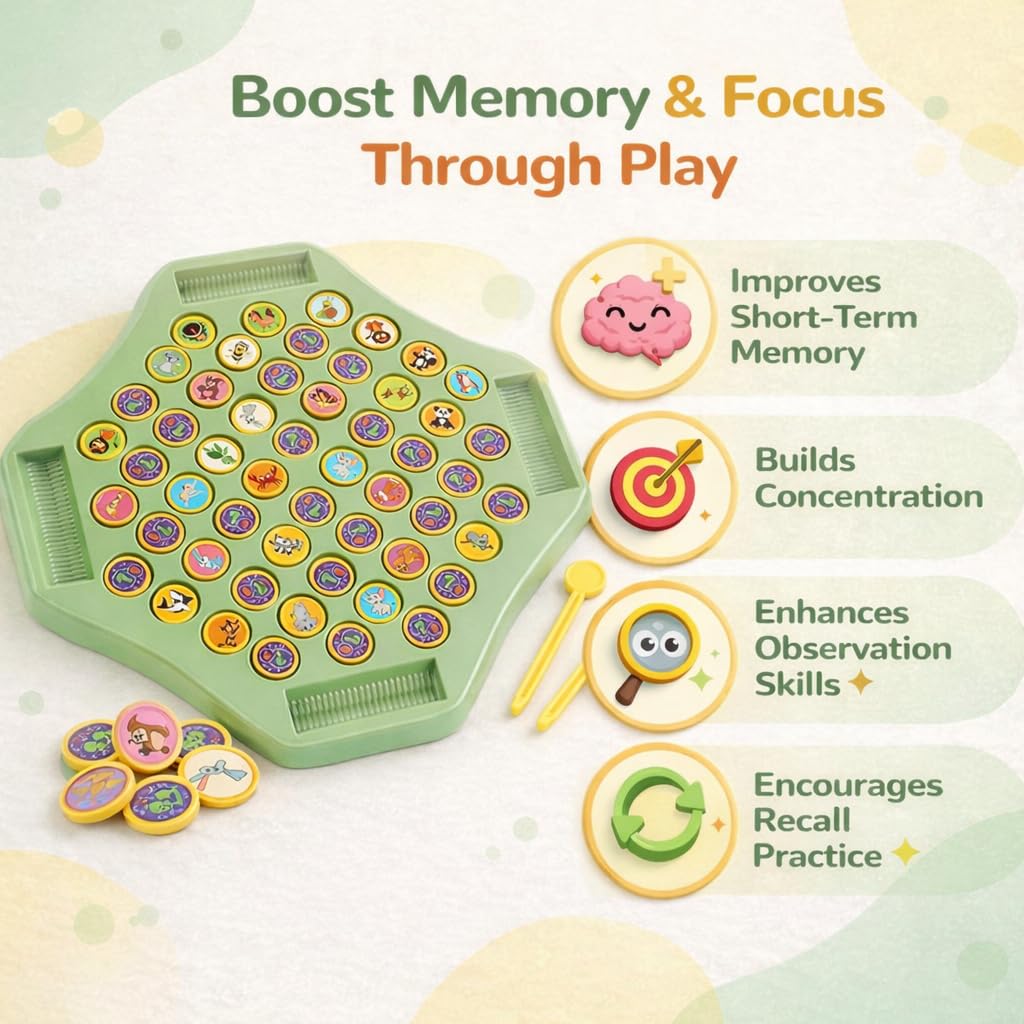 Animal Memory Flip Chess Game Montessori Matching Puzzle Board Game for Kids Educational Travel Toy for Toddlers, Preschoolers Learning Activities (Animle Stickers & 4 Stick) — Amazon image 2
