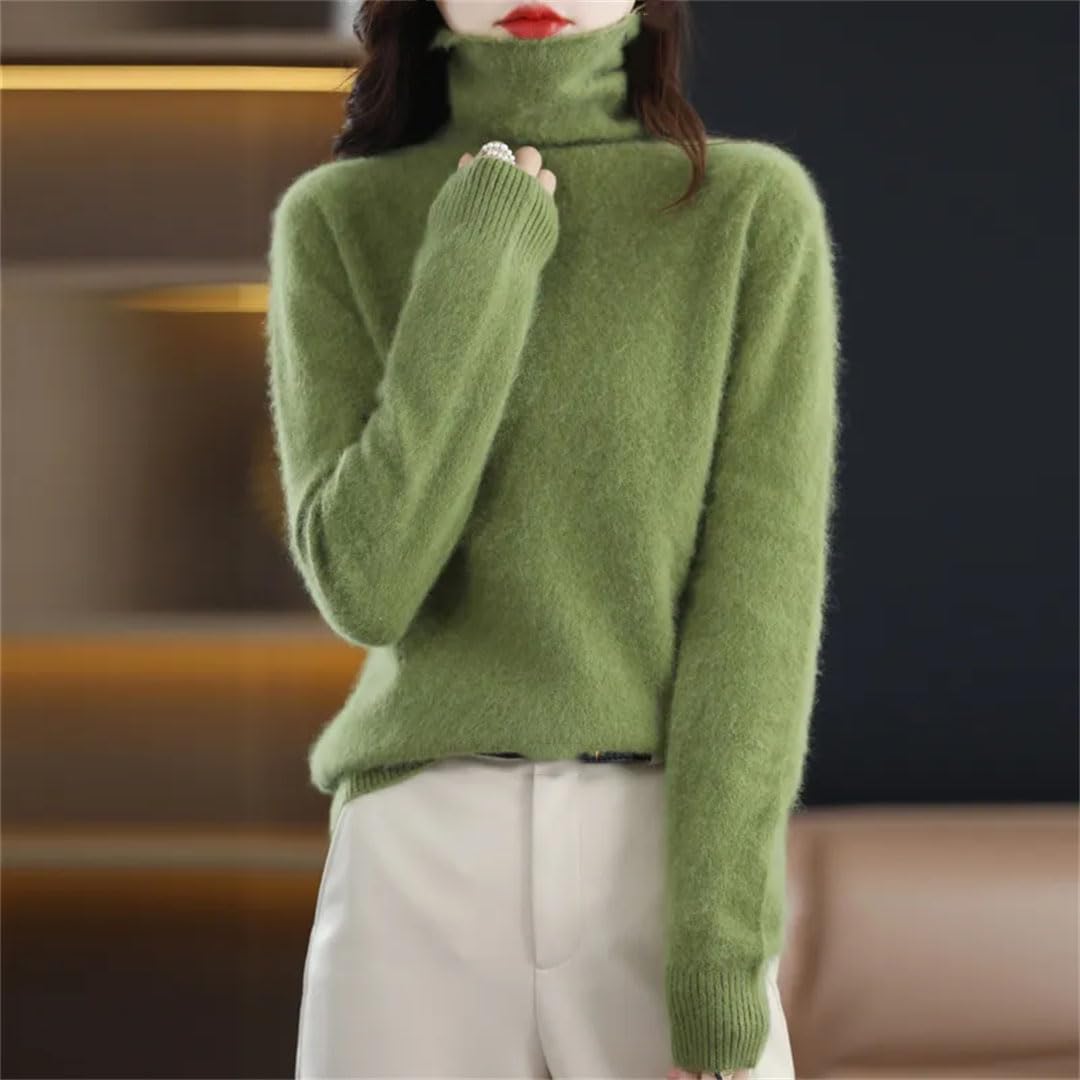 Maglione da donna a collo alto in cashmere, a maniche lunghe, lavorato a maglia
