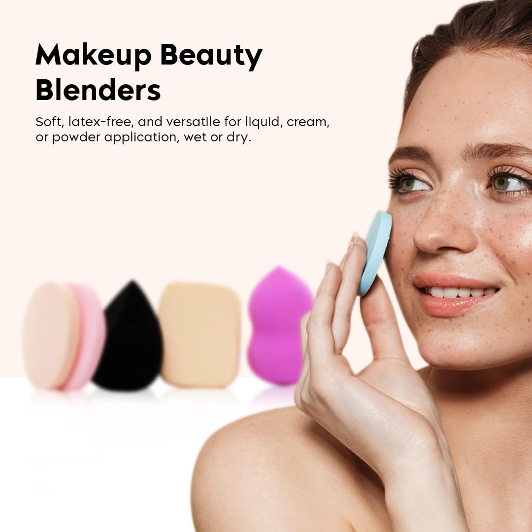 6 Pcs Makeup Blender Sponge Set, Blending Puff for Flawles Makeup, Liquid Foundation, Cream, Powder, Wet & Dry Makeup Applicator for Girls & Women (Multicolor) thumbnail 2