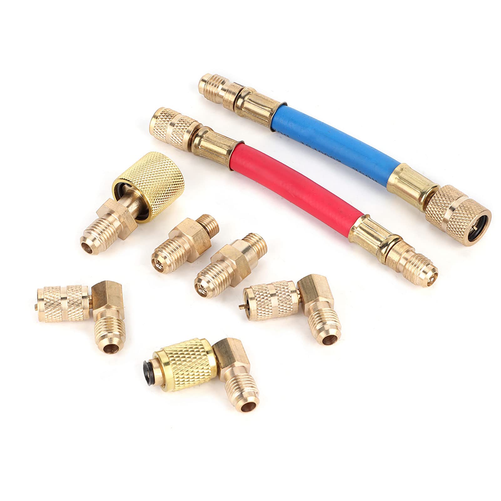 Kit de Mangueras Adaptadoras para Aire Acondicionado, Juego 8 Piezas Compatible con R134A R12, Conexión Estable para Sistema HVAC de Vehículos