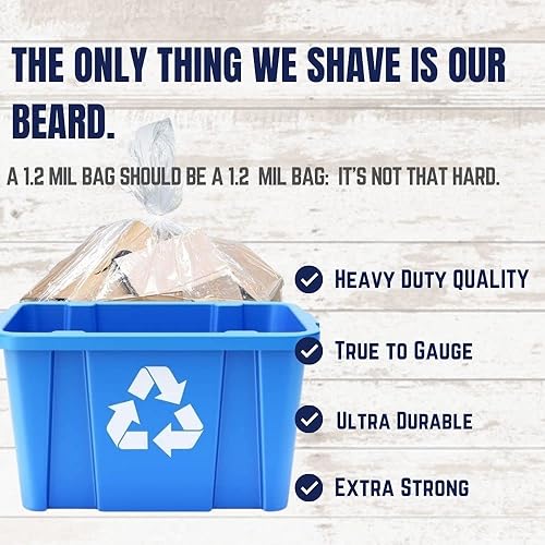 Miniatura 3 de Plasticplace Bolsas de basura transparentes para reciclaje de 14 galones │ Revestimientos para cubos de basura de 1.2 mil │ 21 x 16 x 27 pulgadas