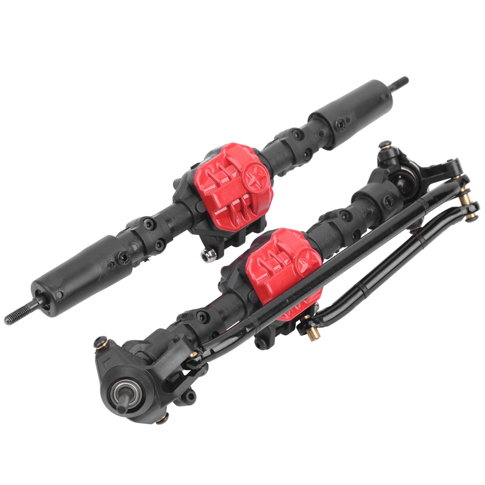 Alomejor Tylny Przód Zrównoważonego Stalowego Drzewa Napędowego dla Samochodu SCX10 I/II 1/10 RC, Czarny Metalowy Sprzęt Razem dla Amatorów, Nylonowe Akcesoria RC