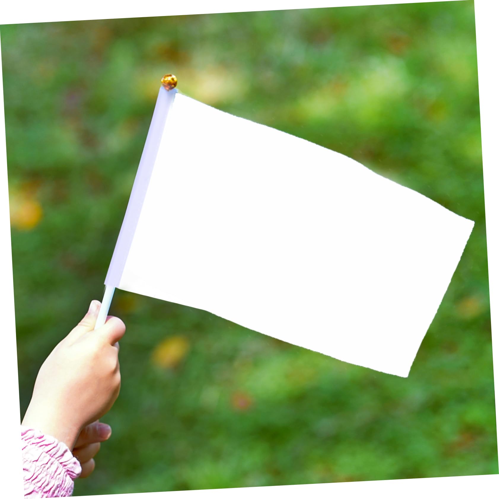 KOMBIUDA 20pcs White Hand-cranked Commanding Referee Flag Racing Banner for Sports Lovers Parties Clubs