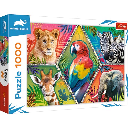 Trefl, Puzzle de Animales Exóticos, 1000 Piezas, Animales del Mundo, Marcos Coloridos,...