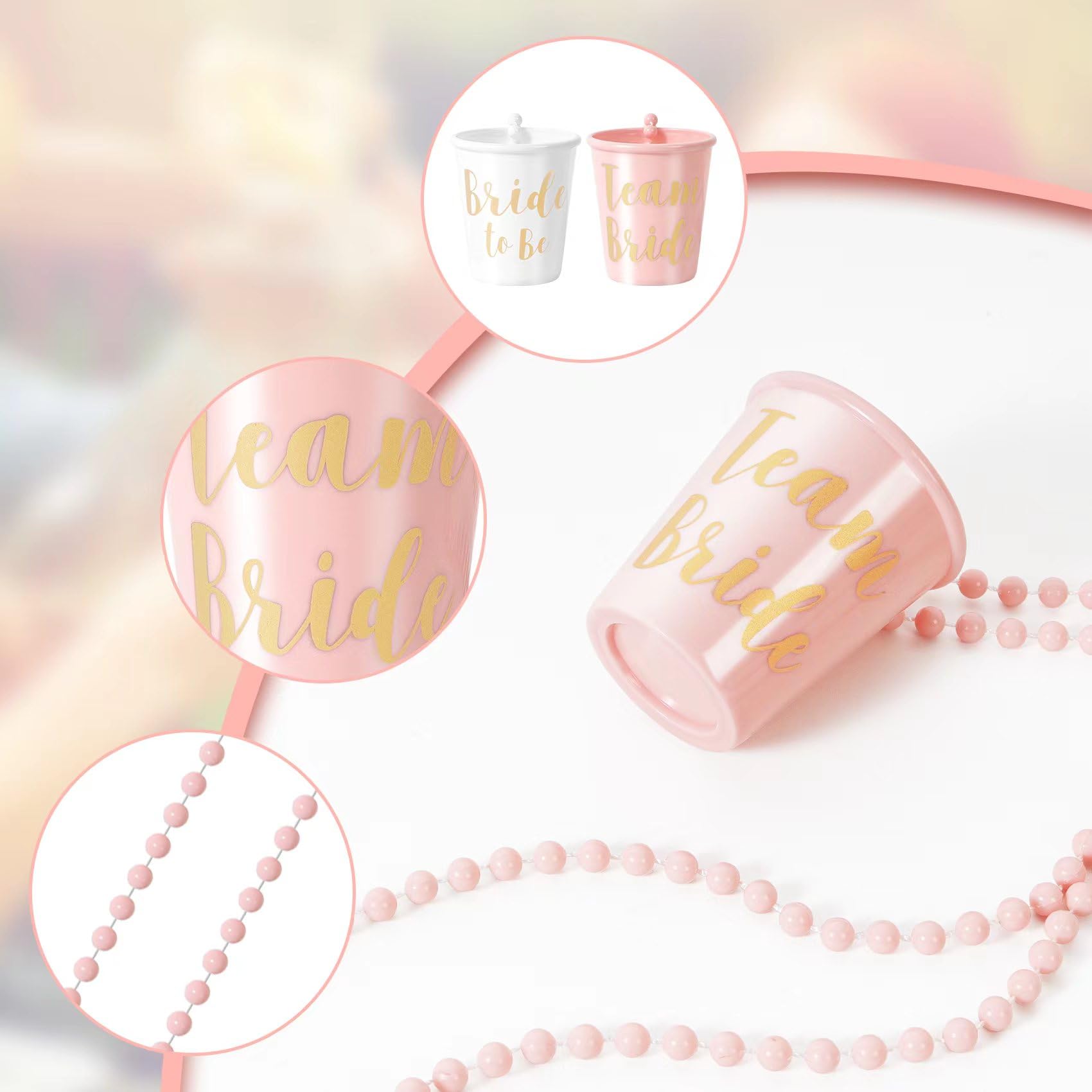 Lot 8 Gobelets Shot Métal Avec Chaîne VEGCOO - 30ml Rose Argenté Pour Fêtes