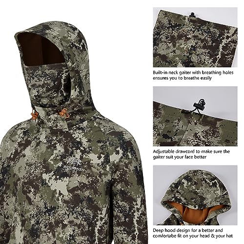 BASSDASH Men’s Fishing Fleece Hoodie with Neck Gaiter Water Resistant Performance Hunting Sweatshirt FS18M4