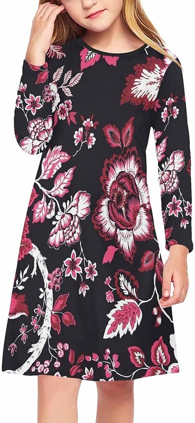 Amazon.com: InterestPrint Vestido casual de invierno para niña con diseño  de flores rojas de fantasía : Ropa, Zapatos y Joyería