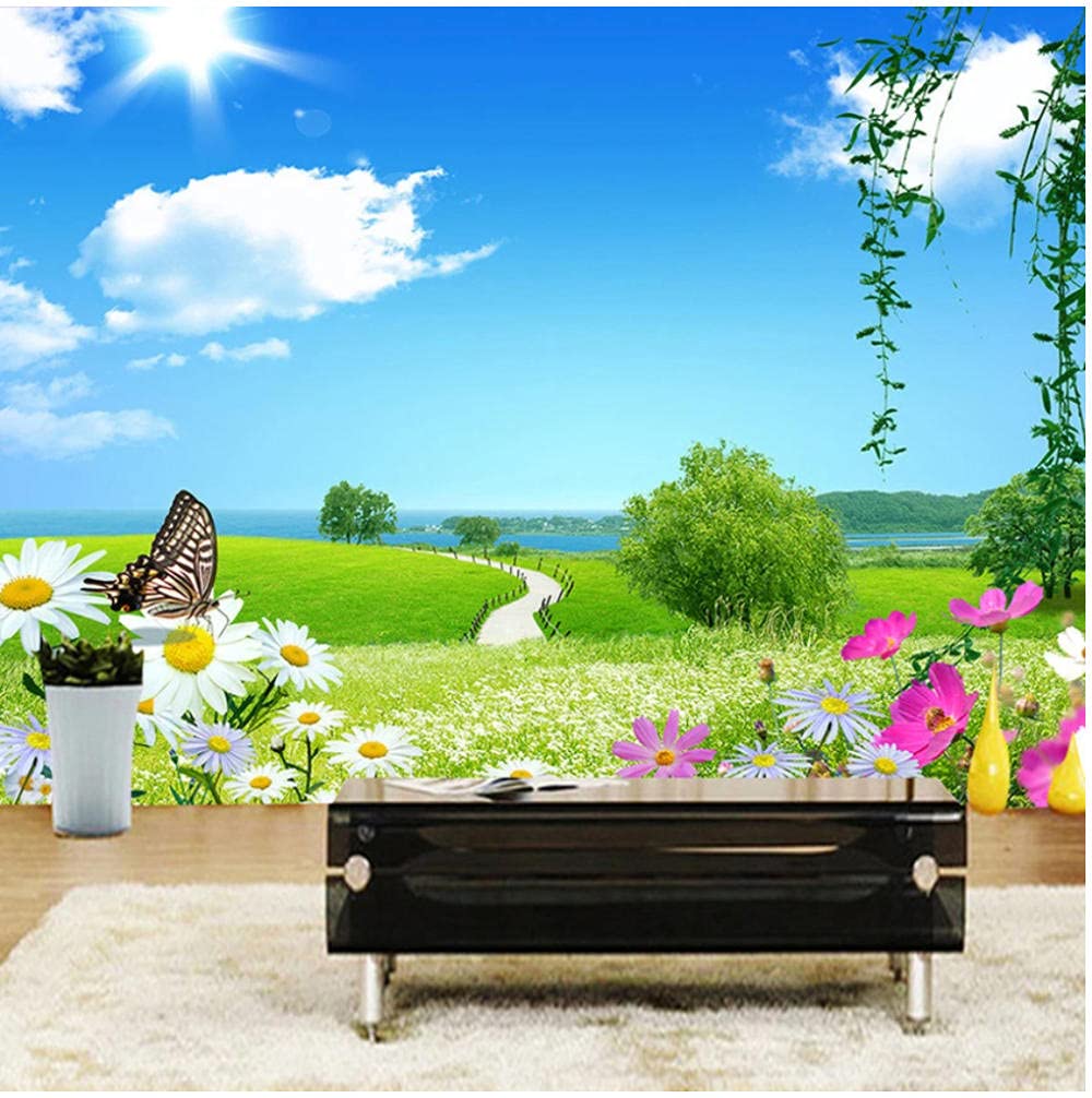 Amazon.co.jp: カスタム3D写真壁紙青空白い雲蝶自然の風景壁アート壁画