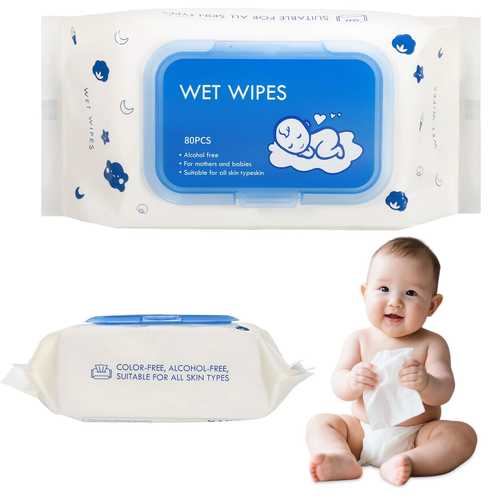 Sponsored Ad – SKY-TOUCH Fresh Clean Baby Wipes, Sensitive Skin Care Baby Wipes, Soft Cleansing, Moisturising & Gentle Wet Tissue for Newborns & Infants,Ideal for Nursery & Travel Essentials, Resealable - 80 Wipes