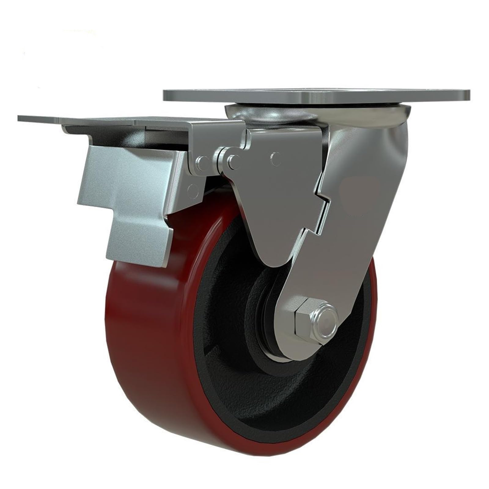 MXXDMOPD Heavy-Duty 5-inch cast Iron Pu Caster/Swivel Wheel with Adjustable Brake Warehouse Truck Logistics 1 pc