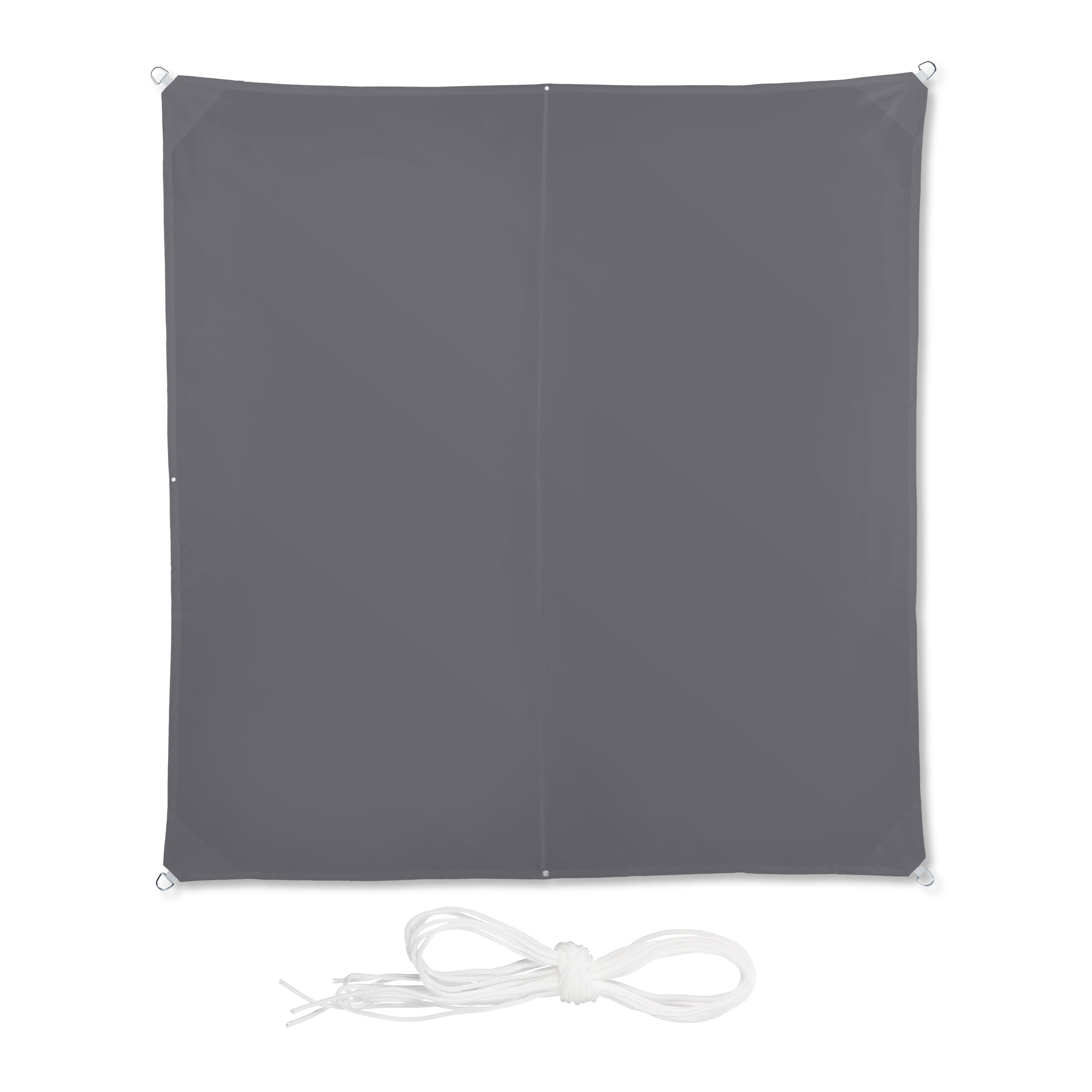 Relaxdays Auvent carré, hydrofuge, protection UV, avec cordes de tension, terrasse, voile de balcon LxP : 3 x 3 m, gris