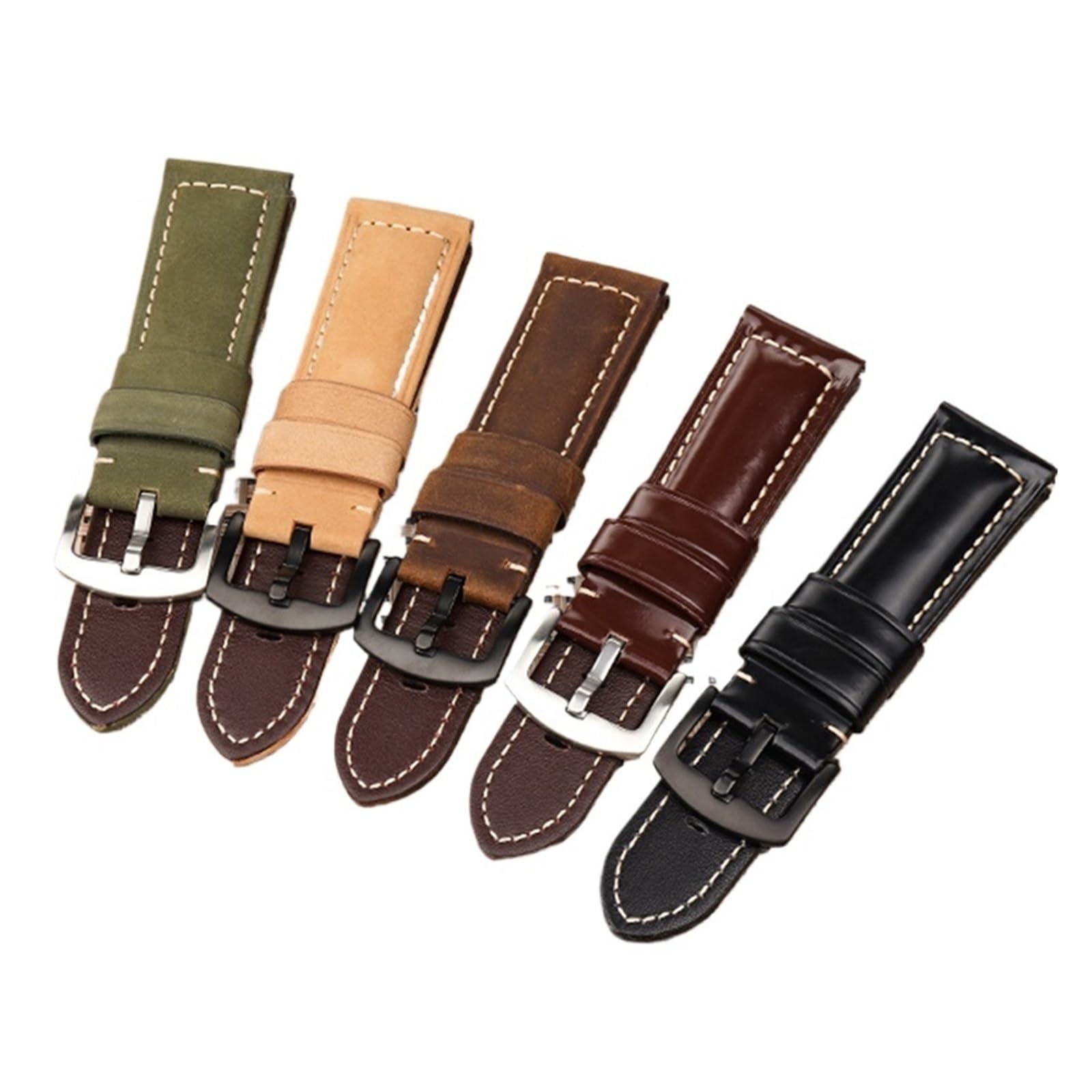 YINGO Handgefertigtes Vintage-Uhrenarmband Aus Crazy Horse-Leder, Oberschicht Rindsleder, 19–24 Mm Breit, Verstellbare Träger For Uhren