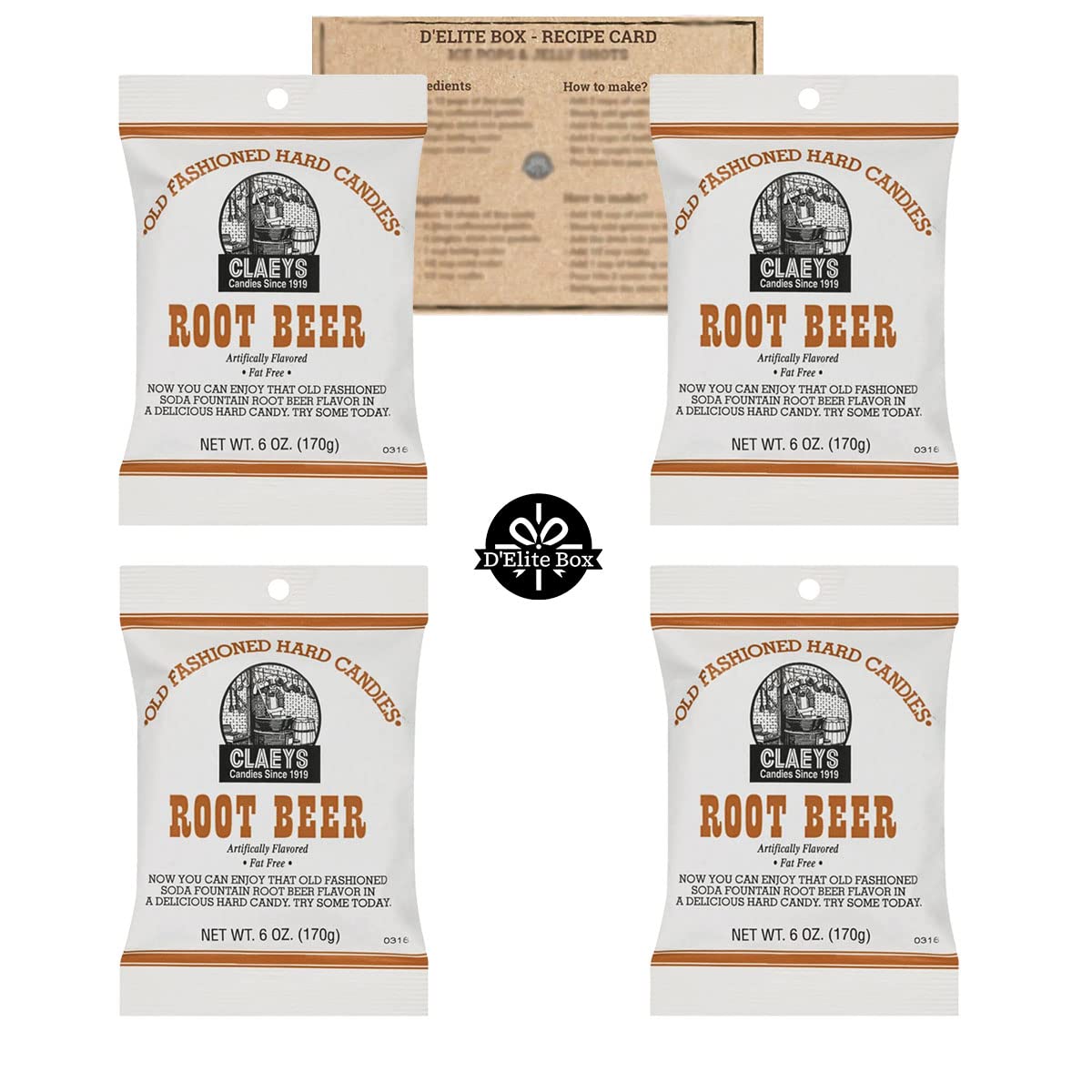 Claeys Old Fashion Root Beer Hard Candy Bundle includes 4