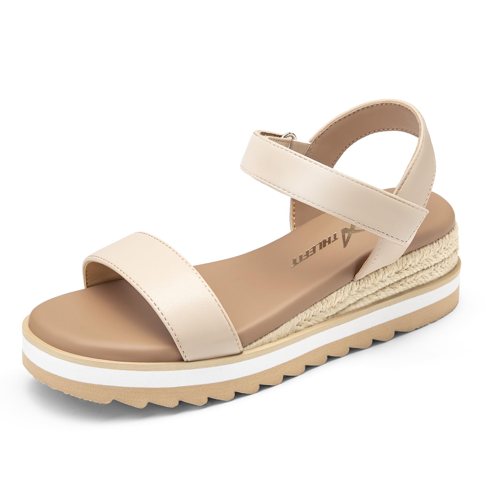 Athlefit Girls Platform Wedge Sandals Open Toe Espadrille Sandals Ankle Strap Summer Dress Shoes for Toddler Little Big Kid — view 9