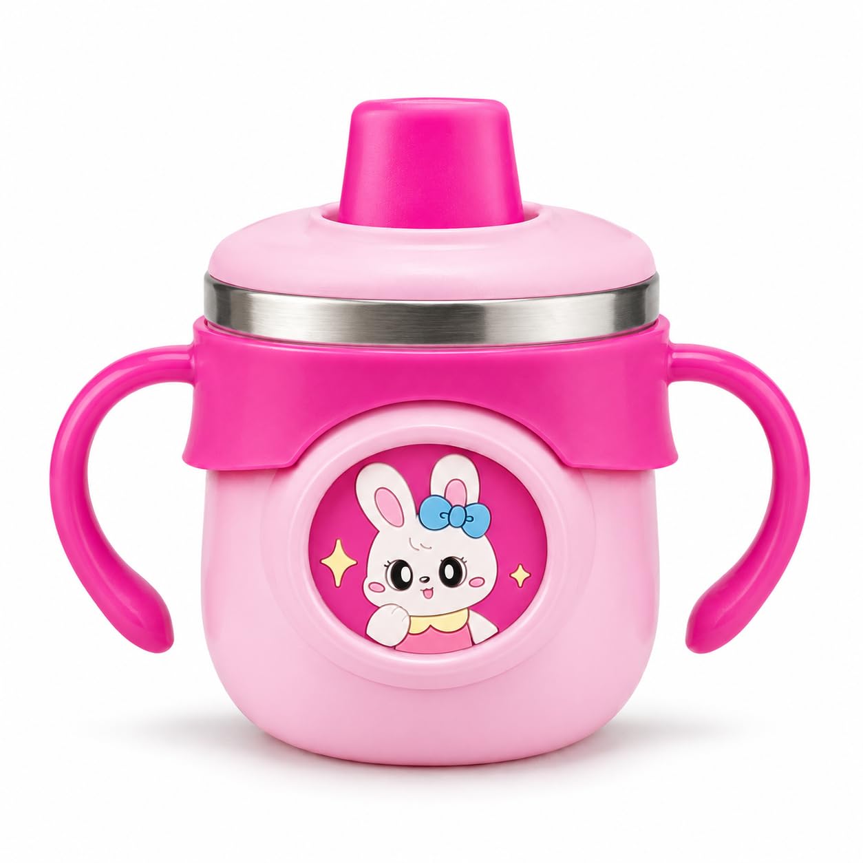 Stainless Steel Sipper Bottle 260ml | 316 Grade SS | BPA Free | Suitable for Hot & Cold | Travelling Bottle for Kids & Toddler | Training Sippy Cup with Straw/Spout (Pink)-image-3