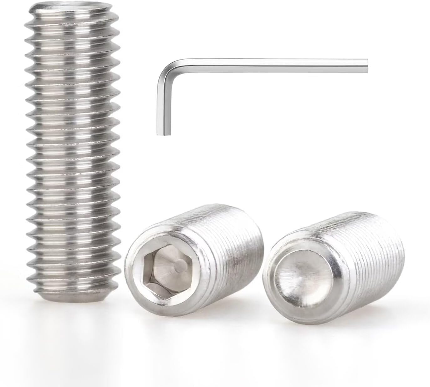 M6 x 30mm 10 Pcs Set Screws, Headless Concave End, Grub Screws with Internal Hex Drive, 304 Stainless Steel, Metric Thread, Includes Allen Wrench, for Bathroom Fixtures, Towel Racks, Light Fixtures