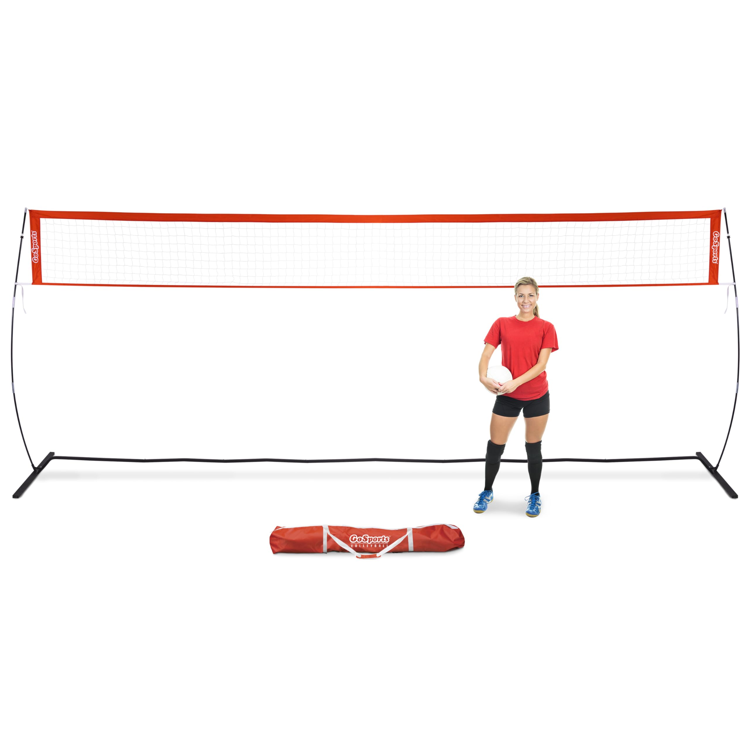 GoSports Freestanding Volleyball Training Net for Indoor or Outdoor Use - Instant Setup and Height Adjustable - 12 ft or 20 ft Sizes