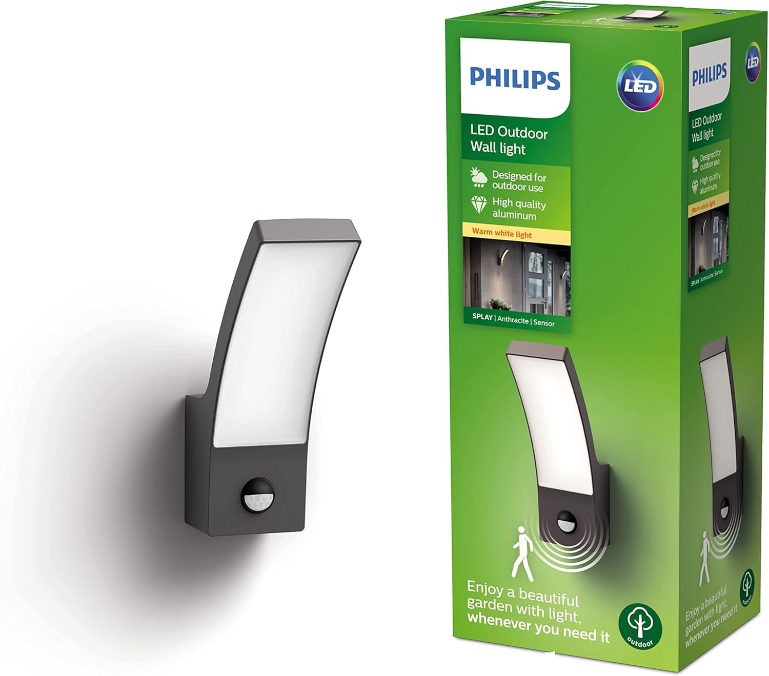 Philips Splay Outdoor Led Wall Light - Anthracite