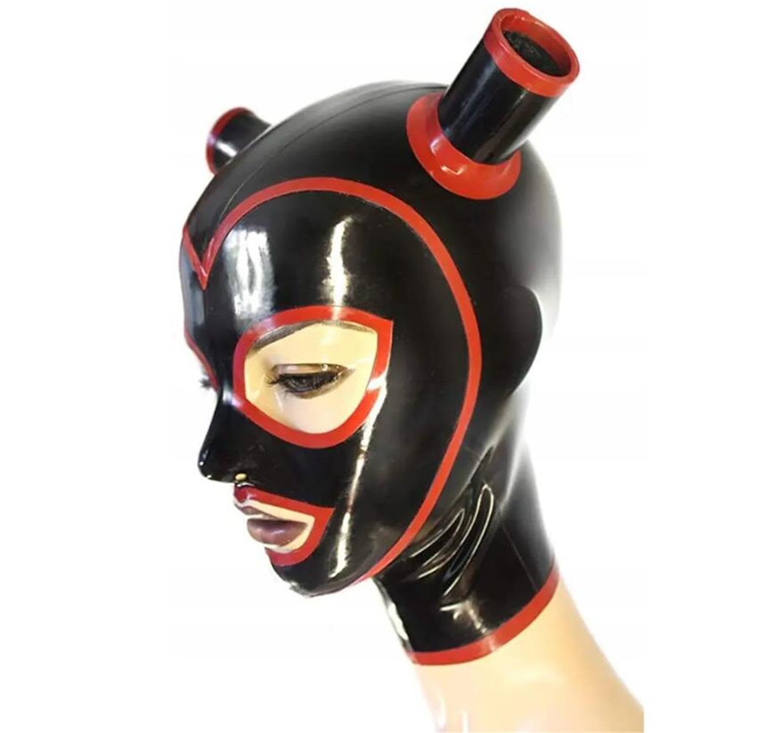 Maschera in gomma,Lattice Testa Coperchio per uomini donne,Maschere in Latex Aprire occhi bocca con Foro dei capelli