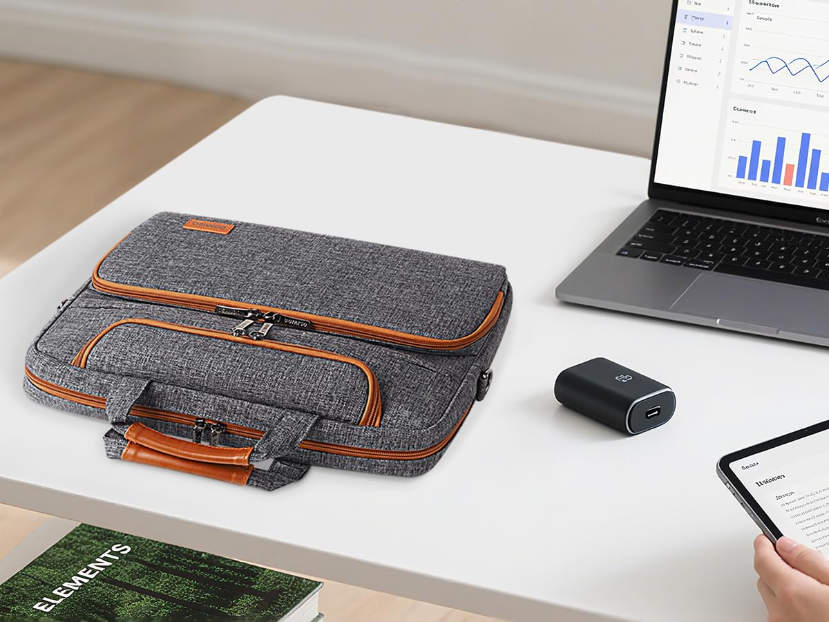DOMISO Sacoche Ordinateur 17 Pouces Résistant à l'Eau Antichoc Pochette PC Portable Gamer Sac à Bandoulière Homme pour 17-17.3" Dell/Lenovo/Acer/HP/MSI/ASUS, Gris Foncé