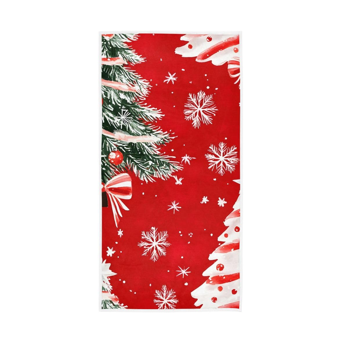 LSRCPD Christmas Trees Snowflake Red Hand Towels, Multipurpose Soft Towels for Bathroom, Gym, Hotel, Spa 15 x 30 Inches