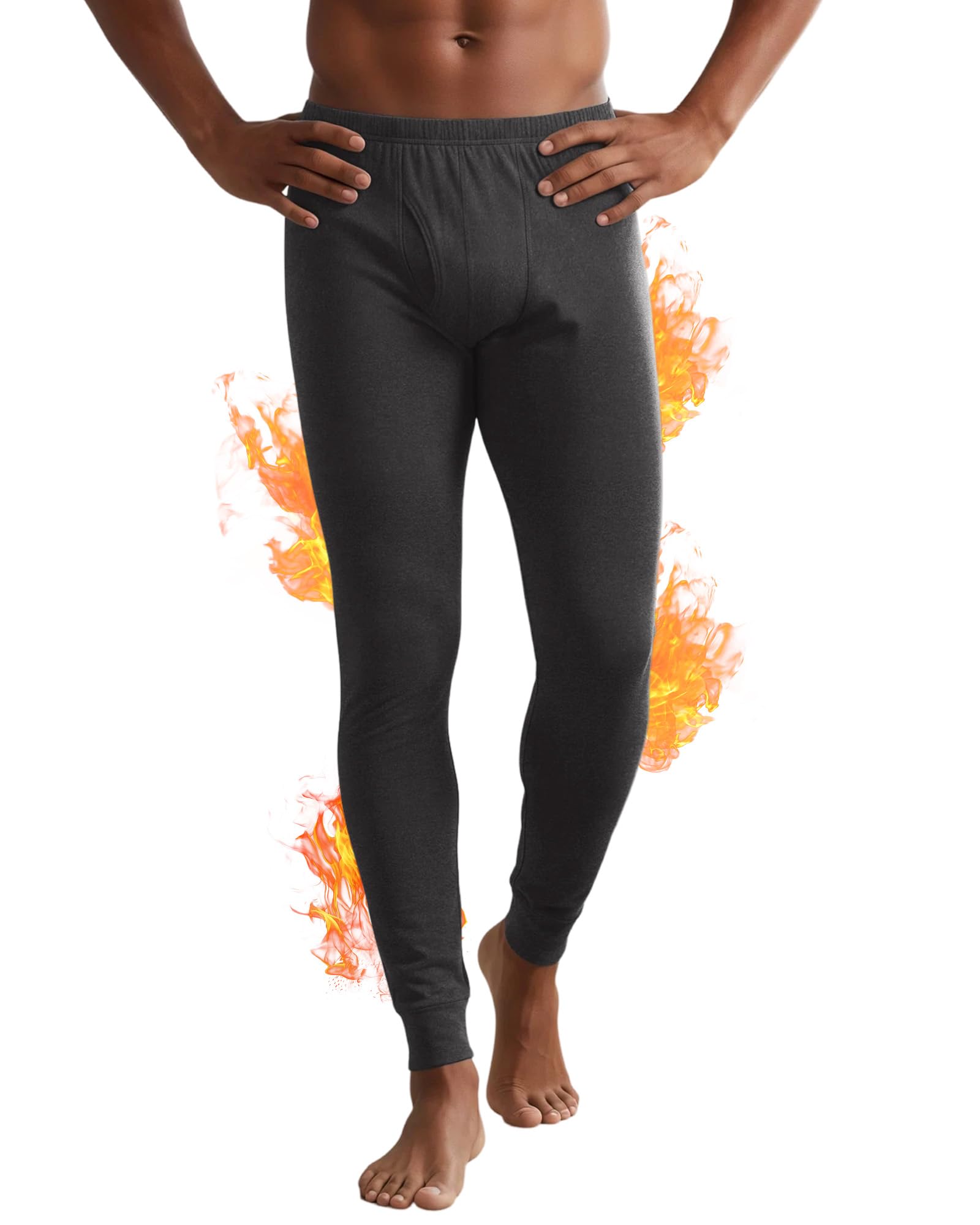 FlexVie Thermounterwäsche Herren Lange Unterhosen - Warme Thermo Unterwäsche Herren Winter & Skiunterwäsche, Fleece Gefütterte Thermohose für Sport Arbeit