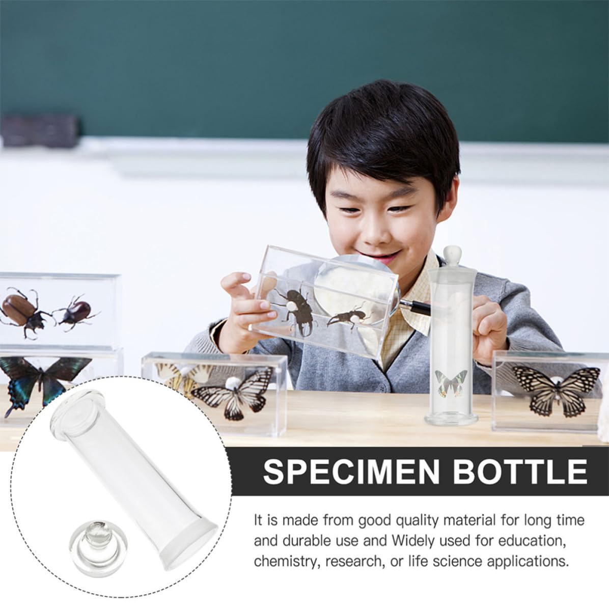BESPORTBLE 2 Piezas Botella de Vidrio de Borosilicato para Muestras de Laboratorio, sin Rebabas Salpicaduras, Material Vidrio Grueso para Uso Profesional en Laboratorios