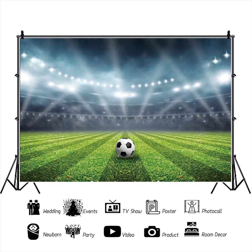 Aoihrraan 2,2x1,5m Calcio Campo Sfondo Calcio Campo Porta Palo Palla Gioco Stadio Riflettore Prato Sport Club Coriandoli Fondale Fotografia Sport Ragazzo Tema Bambino Ritratto Puntelli Fotografico
